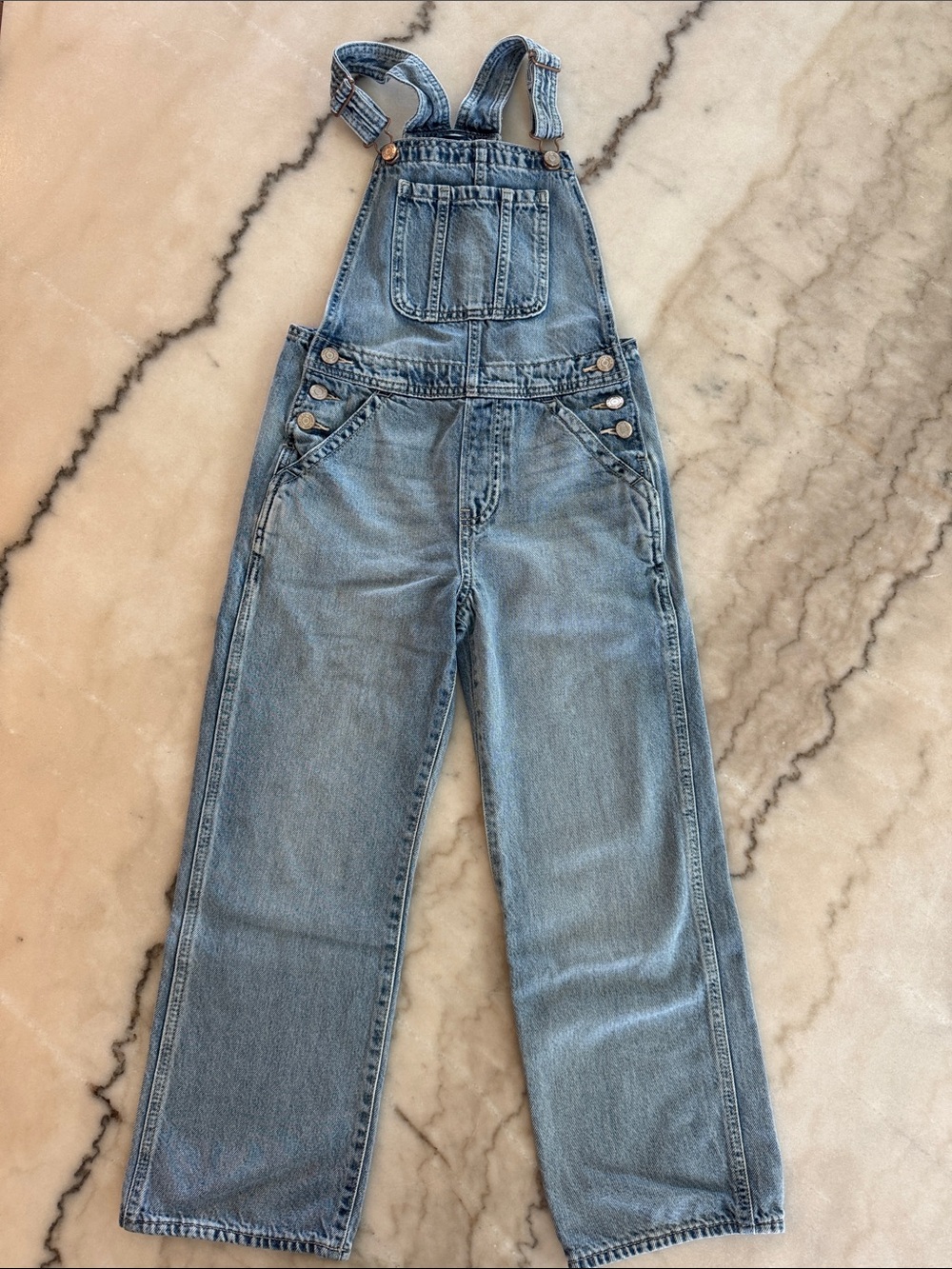 Light Wash Denim Overalls with Front Pocket